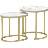 COUCHTISCH Ø50/50.5 cm und 60/36/43.5 cm Weiß aus MDF mit Stahlrahmen, stapelbar - Weiß, Holzwerkstoff (50/50/50.5cm) - OKMYHOME
