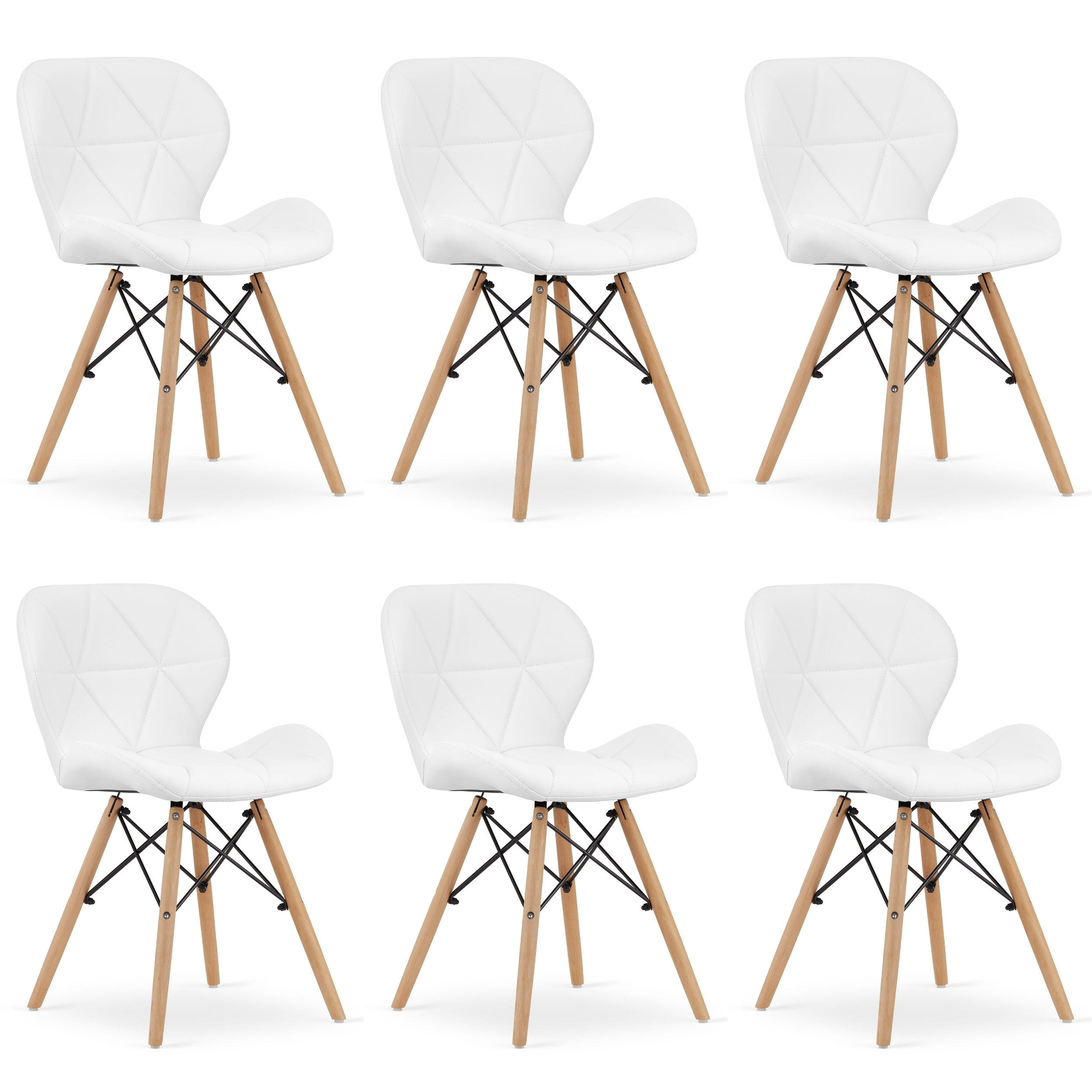 STUHL AMATRICE 6-er Set, Weiß Polsterung aus Kunstleder - Weiß, Holz/Kunststoff (48/74/53cm) - Komodee