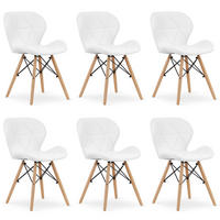 STUHL AMATRICE 6-er Set, Weiß Polsterung aus Kunstleder - Weiß, Holz/Kunststoff (48/74/53cm) - Komodee