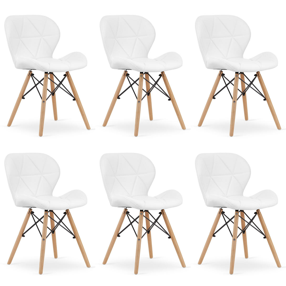 STUHL AMATRICE 6-er Set, Weiß Polsterung aus Kunstleder - Weiß, Holz/Kunststoff (48/74/53cm) - Komodee