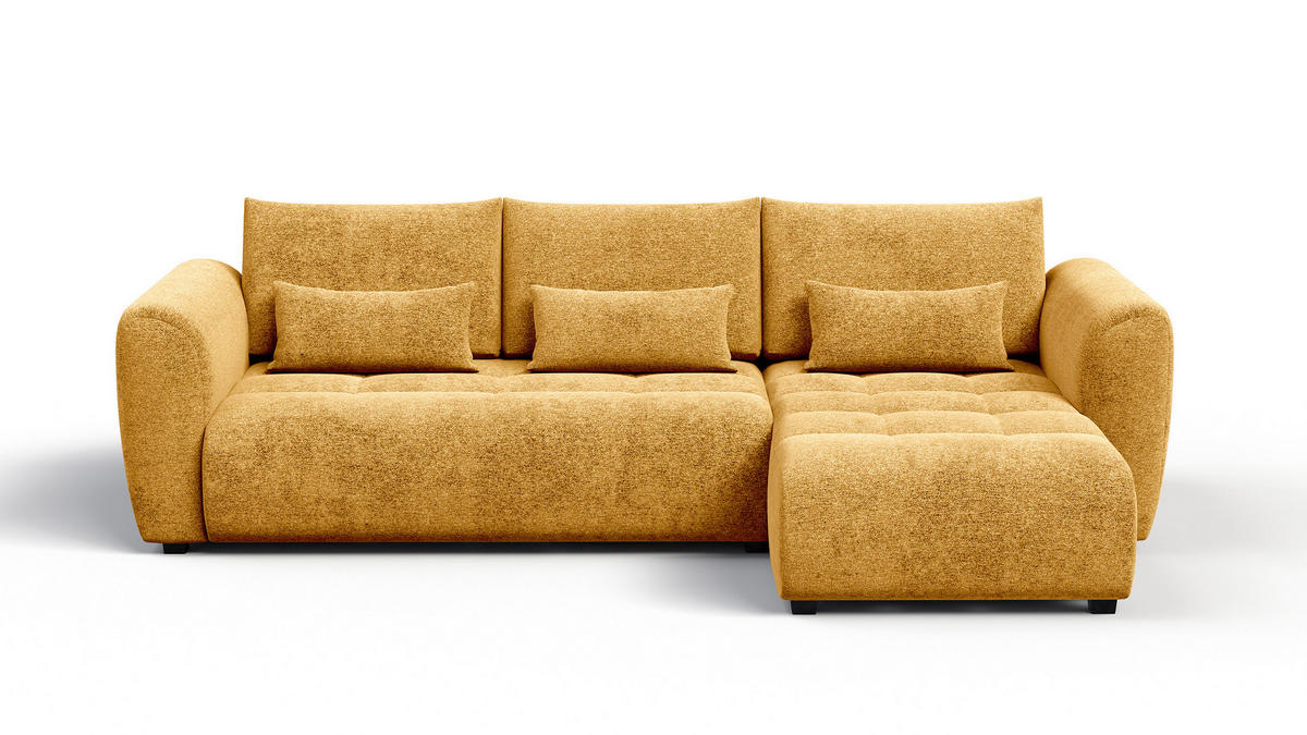 ECKSOFA SORENO 4-Sitzer, gelb - Gelb/Schwarz, Holz/Textil (293/171cm) - Courtois Laville