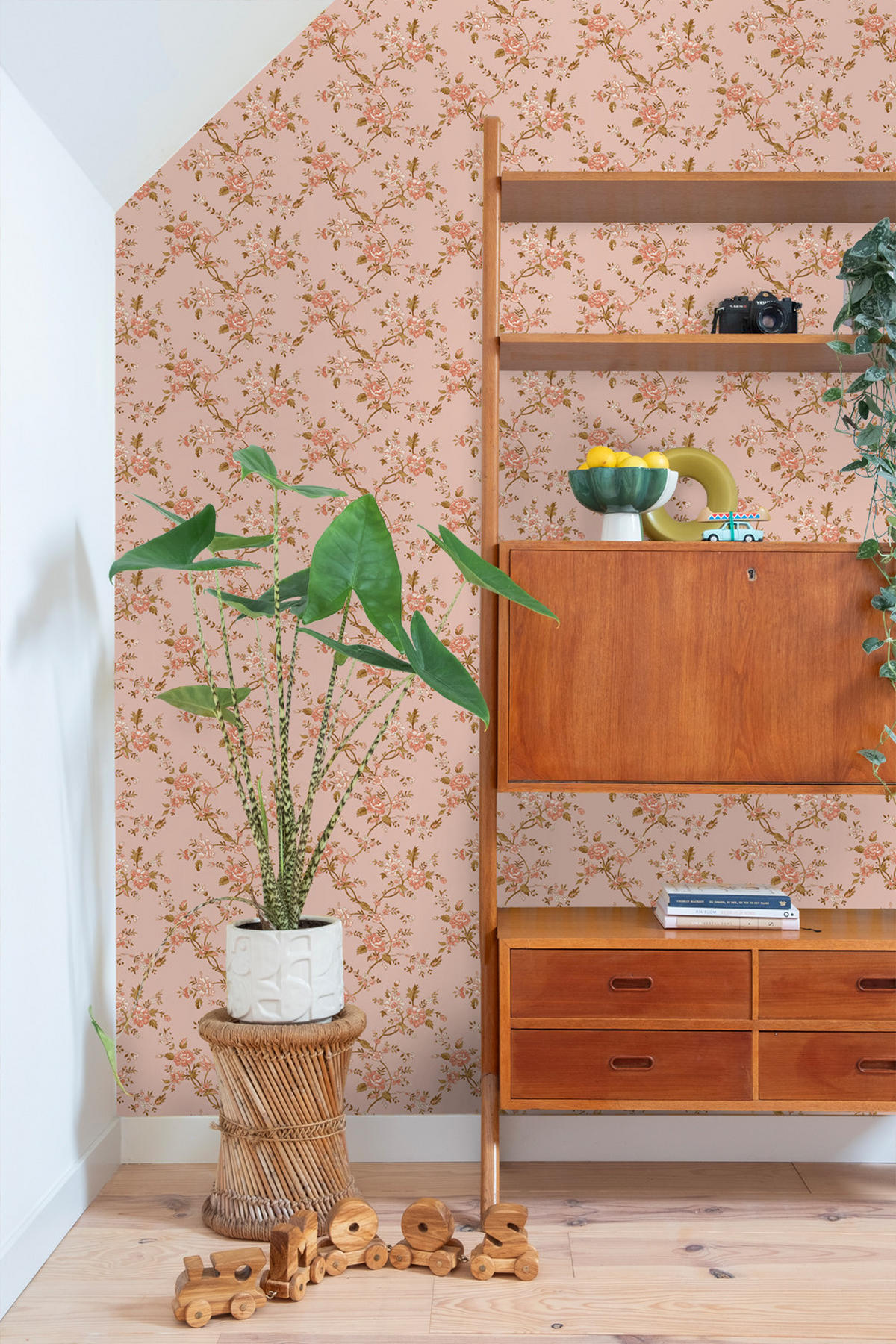 TAPETE Blumenmuster 50 x 900 cm - Terracotta, Papier (50/900cm) - ESTAhome