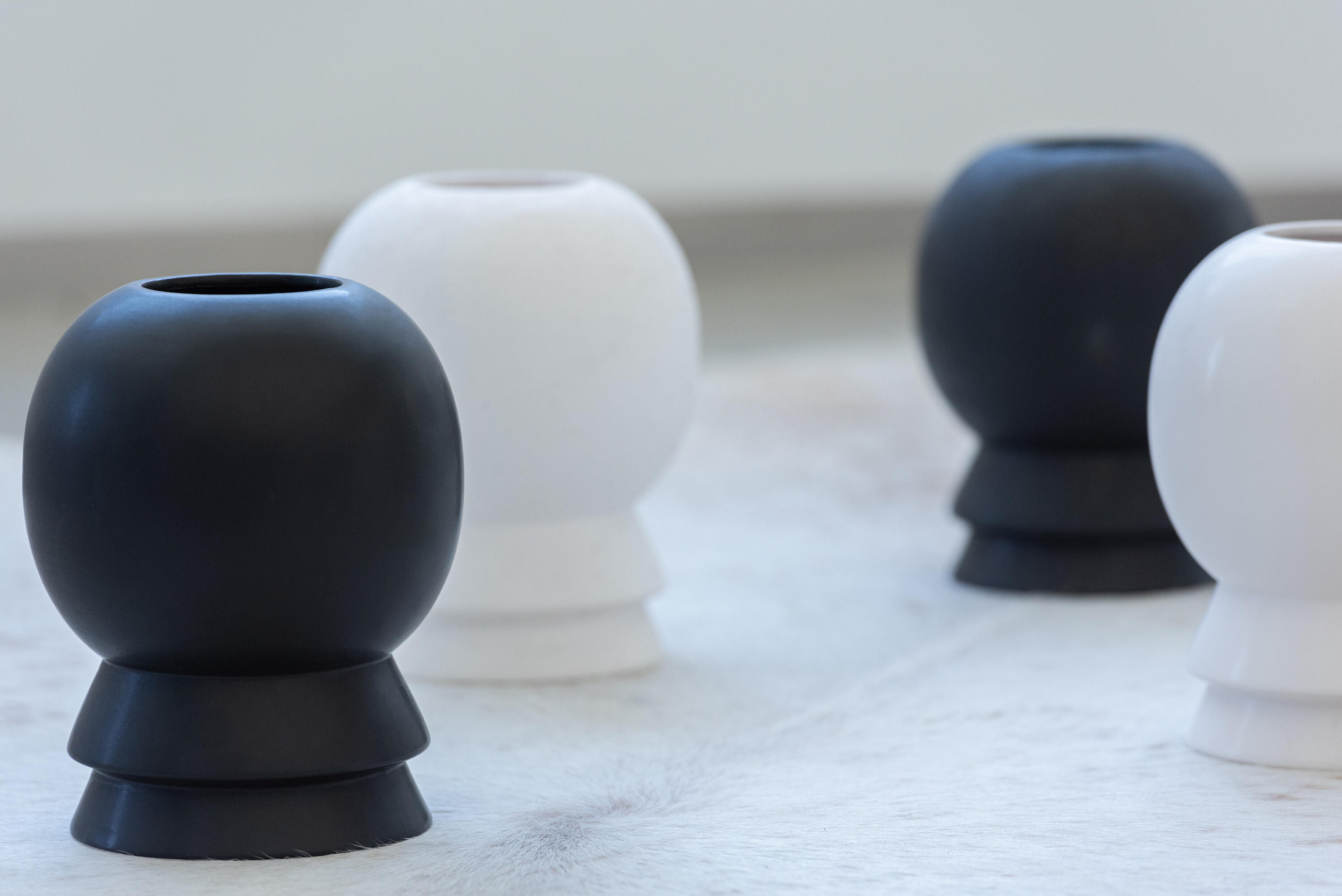 VASE CERAMIC - Töpferei - Schwarz - 2er set - Ø 16,5 cm - Schwarz, Keramik (20cm) - J-Line
