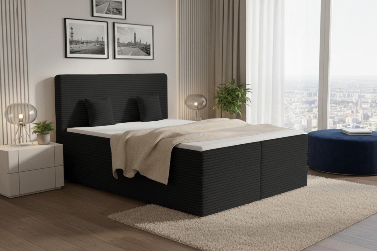 BOXBETT DUBAI 160/200 in Schwarz H3 - Schwarz, Holz/Holzwerkstoff (160/200cm) - Deine Möbel 24