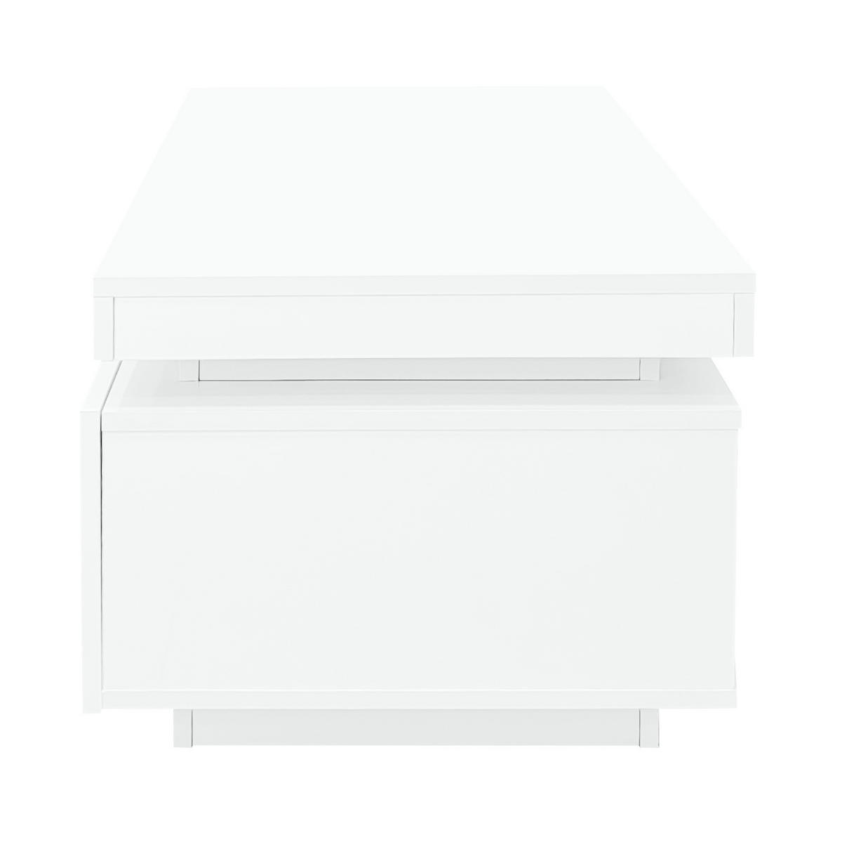 KLUBSKA miza 100/50/40,3 cm z LED osvetlitvijo in predalom, Bela - bela, leseni material (100/50/40.3cm) - Redom