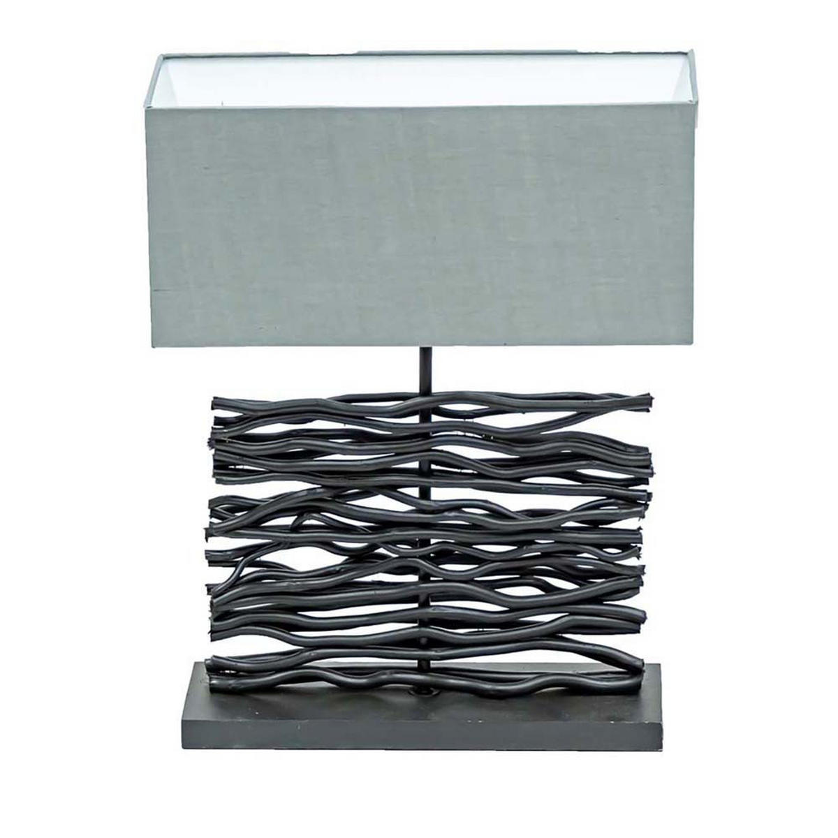 TISCHLEUCHTE Holz Grau Stoffschirm Schwarz - Grau, Textil (40/15/50cm) - Globo Lighting