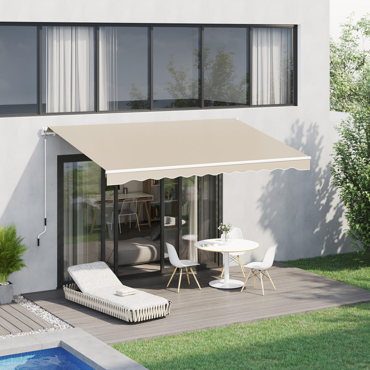 MARKISE DE-13924 manuell 395/245 cm, Winkel 45°-85°, UV-Schutz Beige - Beige, Metall (245/1/395cm) - ComfortXL