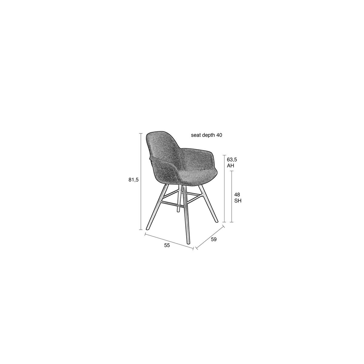 ESSZIMMERSTUHL Albert Kuip Soft Armlehne Hellgrau - 2 er Set - Grau, Textil (59/81.5/55cm) - Zuiver