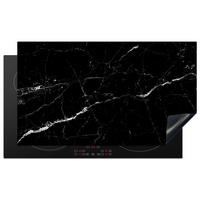 HERABDECKPLATTE - Marmoroptik - Schwarz - Luxus - 90x50 - Grau, Kunststoff (90/50/0.2cm) - MuchoWow