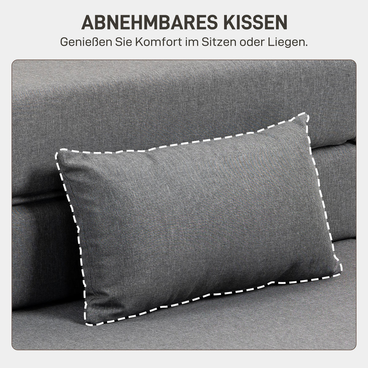 3 in 1 Schlafsessel, klappbares Schlafsofa mit Bettfunktion, Lendenkissen, Grau - Grau, Textil (80/15/210cm) - HOMCOM