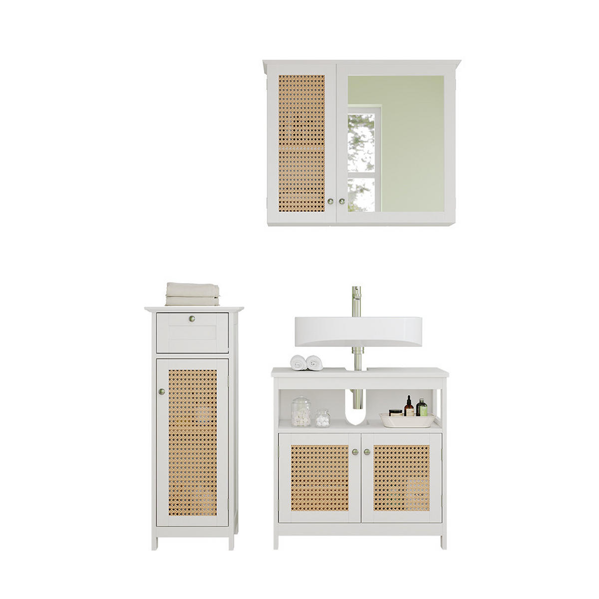 BADMÖBEL-SET Rosario Weiß 3 Teile, mit Midischrank - Weiß, Holzwerkstoff (60/60/30cm) - Vicco