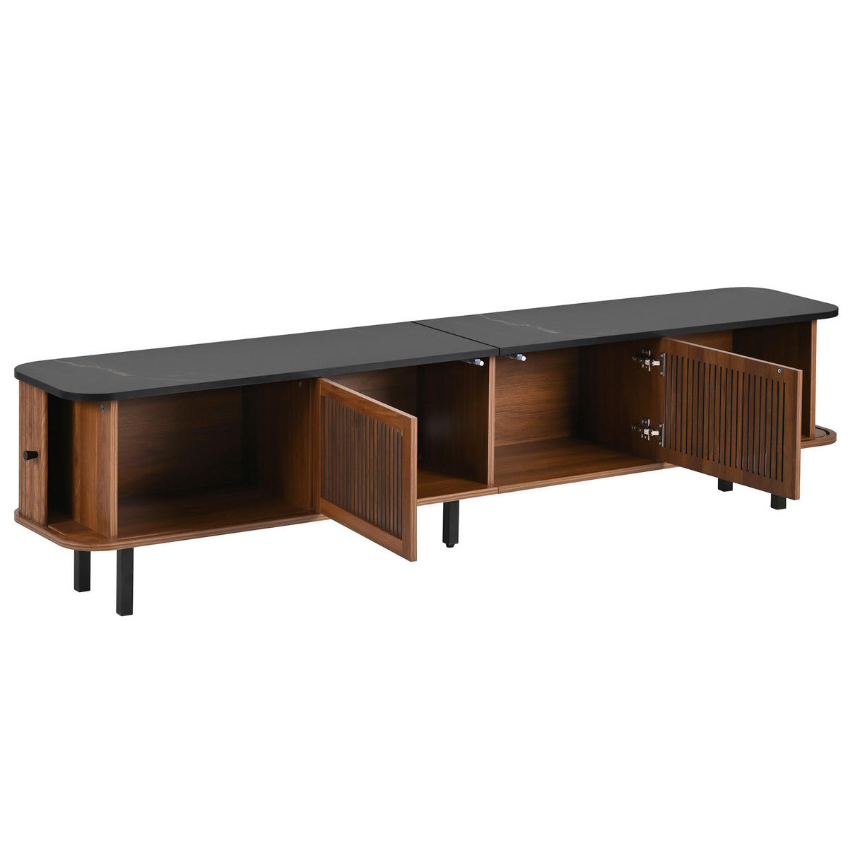 TV ormarić od MDF-a i iverice 190x35x45 cm orah s kliznim i rešetkastim vratima te velikim prostorom za odlaganje - smeđa, drvni materijal (190/45/35cm) - Modfu