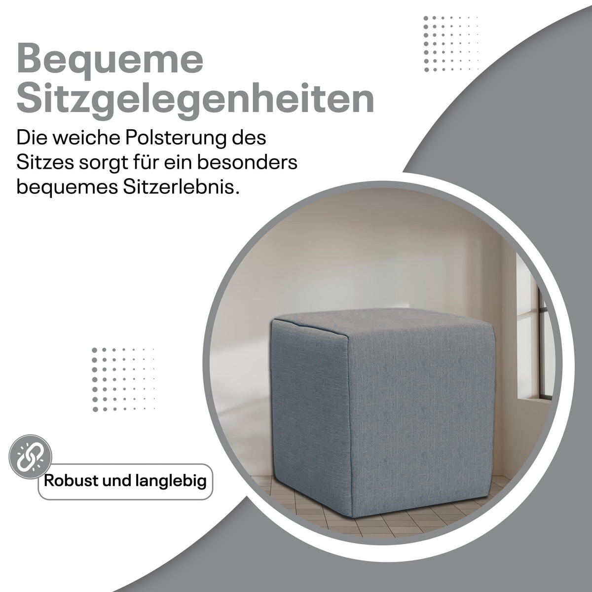 SITZWÜRFEL / Siège Pouf - Gris Foncé, 40X40X40 Cm, Assise Rembourrée, Confortable Pour Salon, Chambre Ou Bureau - Grau, Textil (41/41/40cm) - Best For Home