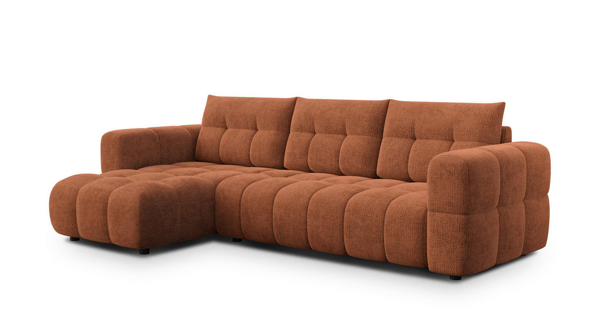 ECKSOFA CLOUDI 4-Sitzer links, rostrot - Schwarz/Orange, Holz/Textil (294/160cm) - Courtois Laville