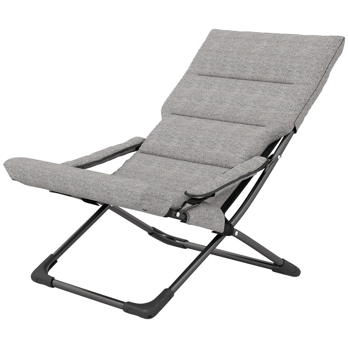 GARTENSTUHL DE-06871 Klappstuhl mit abnehmbarer Auflage und Mesh-Bezug Grau - Grau, Textil/Metall (94/79/66cm) - ComfortXL