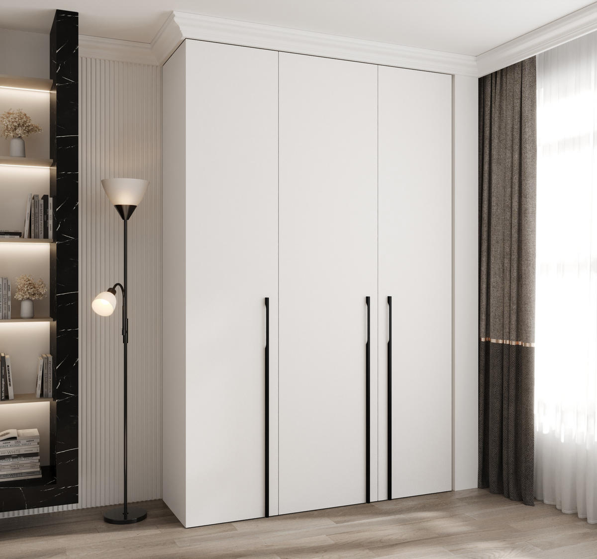 DREHTÜRENSCHRANK 245,5/160/40 3-türig - Schwarz/Weiß, Holz/Metall (160/245.5/40cm) - Abiks Möbel