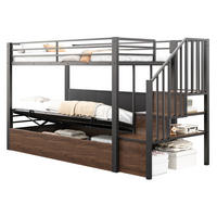 HOCHBETT 90/200 cm aus Metall und MDF mit Stauraumtreppe Schwarz - Schwarz, Holzwerkstoff (90/200cm) - Modenvie
