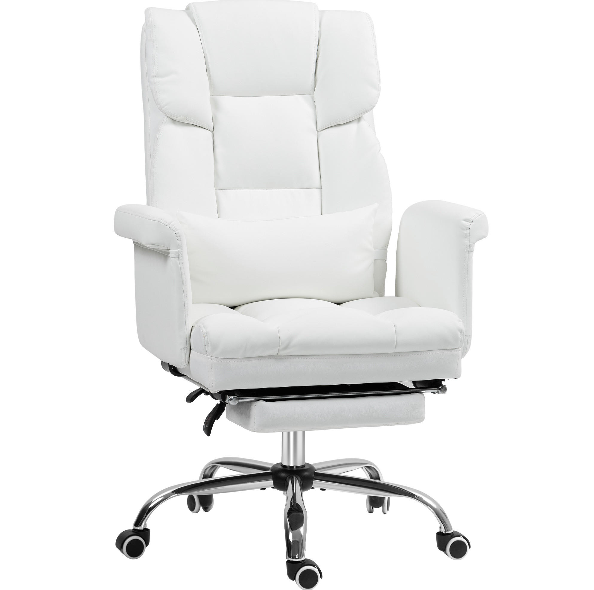 BÜROSTUHL ergonomisch höhenverstellbar Weiß mit Fußstütze - Weiß, Metall (65/115/69cm) - Meubliv