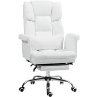 BÜROSTUHL ergonomisch höhenverstellbar Weiß mit Fußstütze - Weiß, Metall (65/115/69cm) - Meubliv