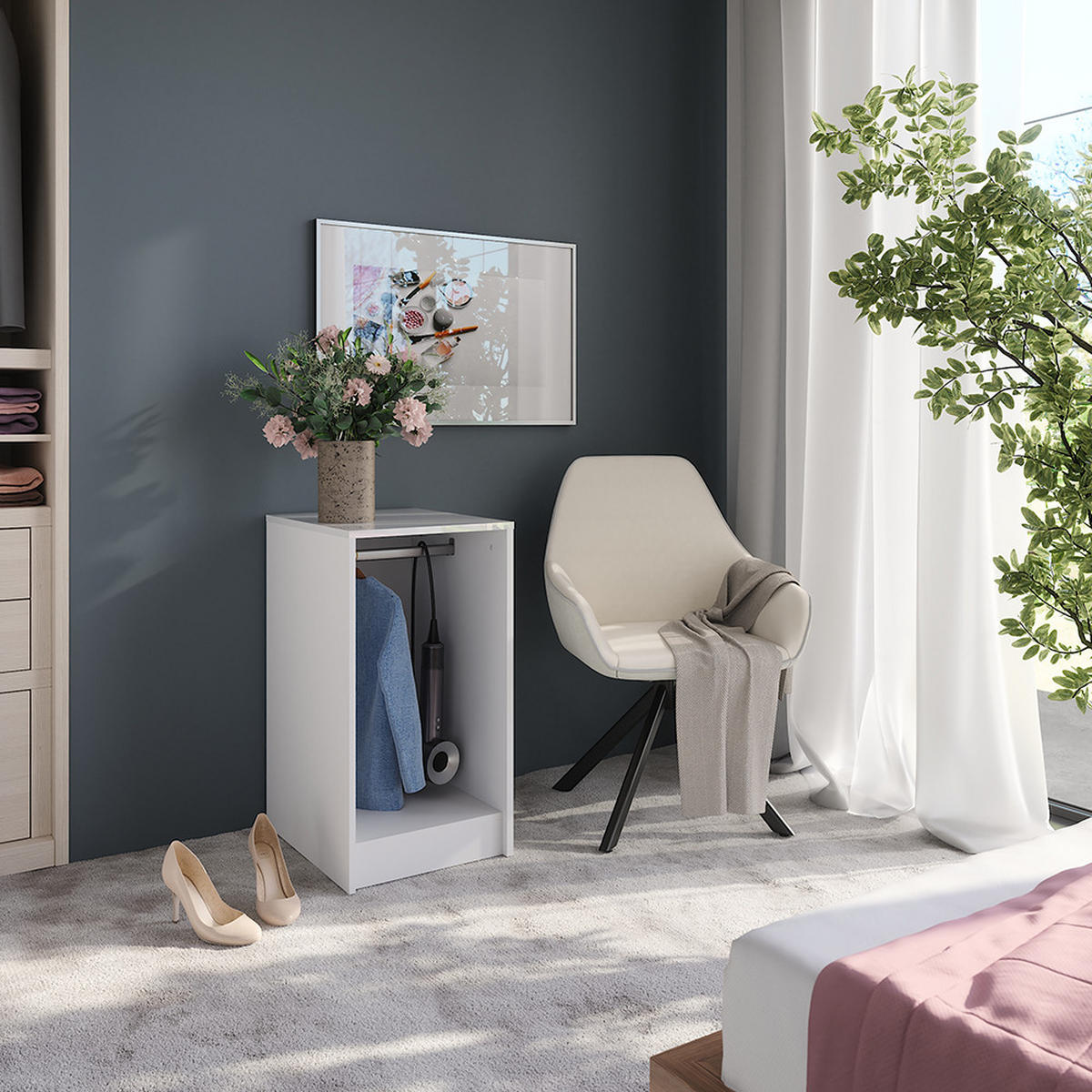 KREDENC Sherry Bílá - vysoce lesklá bílá, kompozitní dřevo (40.2/76/50.1cm) - Vicco