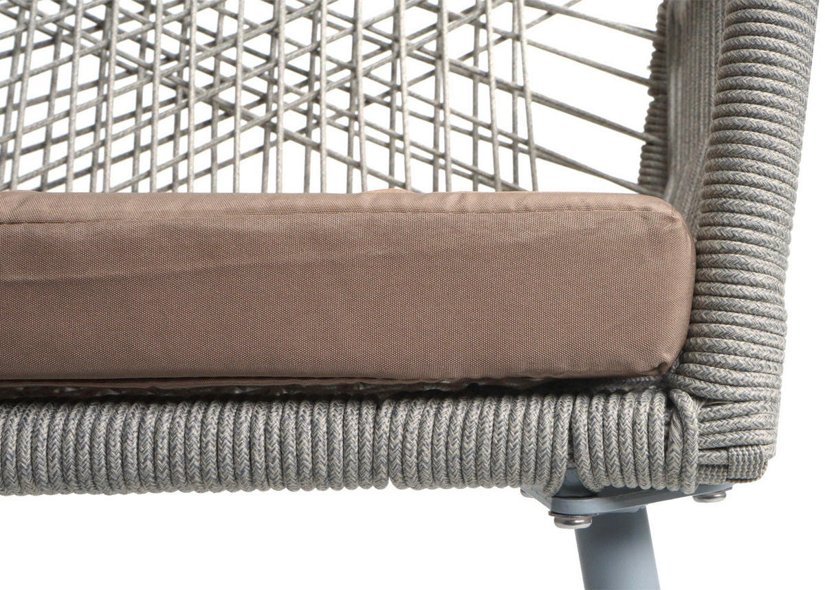GARTENSTUHL 2er-Set 81x54x62cm Aluminium Seilgeflecht Rope Grau - Beige, Metall (54/81/62cm) - PROREGAL