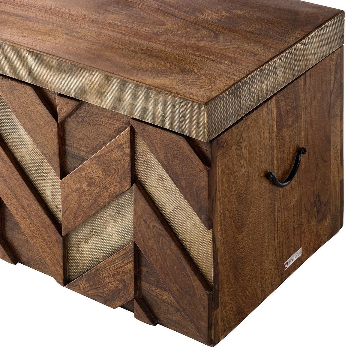 TRUHE - Akazie massiv / Metall - Akaziefarben, Holz (80/40/40cm) - home24