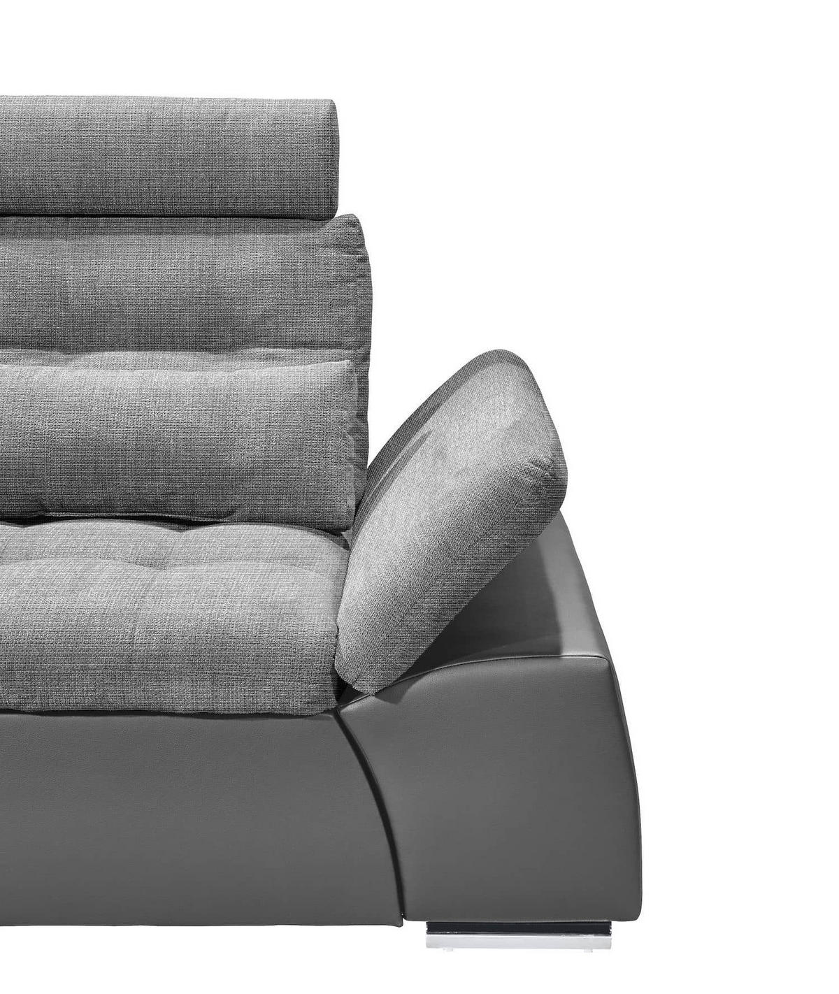 ECKSOFA mit Schlaffunktion und verstellbaren Armlehnen - Chromfarben/Anthrazit, Kunststoff/Textil (268/170cm) - ed exciting design