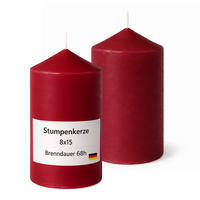 STUMPENKERZEN Ø8cm x 15cm Rubinrot (2er Pack) - Rot, Naturmaterialien (15cm) - HS Candle