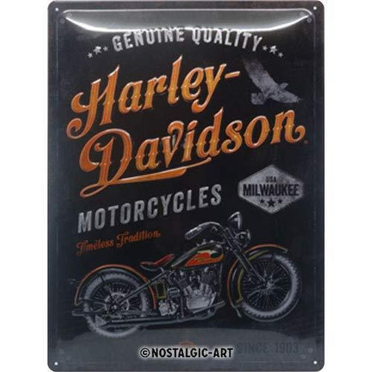 BLECHSCHILD 30/40 cm Harley-Davidson Timeless Tradition - Multicolor, Metall (30/40/0.2cm) - Nostalgic-Art