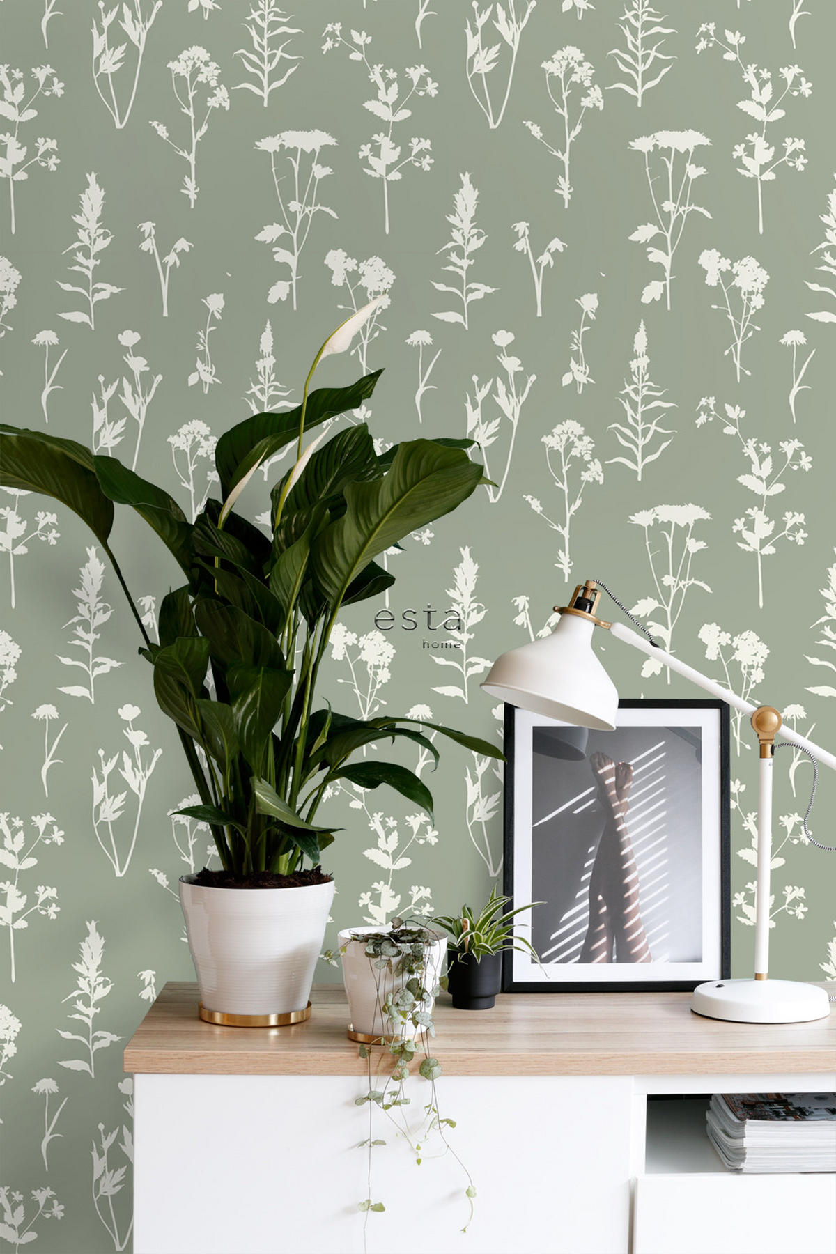 TAPETE Feldblumen 50 x 900 cm - Grün, Papier (50/900cm) - ESTAhome
