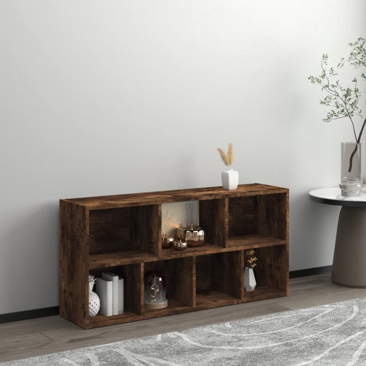 BÜCHERREGAL mit 7 Fächern 50/25/106 cm aus Holzwerkstoff Räuchereiche Dekor - Dunkelbraun, Holz (50/106/25cm) - vidaXL