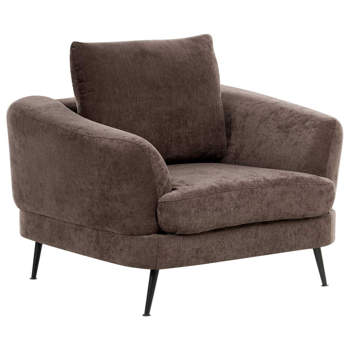 SOFA-SET 3-Sitzer Chenillegewebe Dunkelbraun Kjaer - Schwarz/Braun, Textil (155/100/100cm) - Beliani