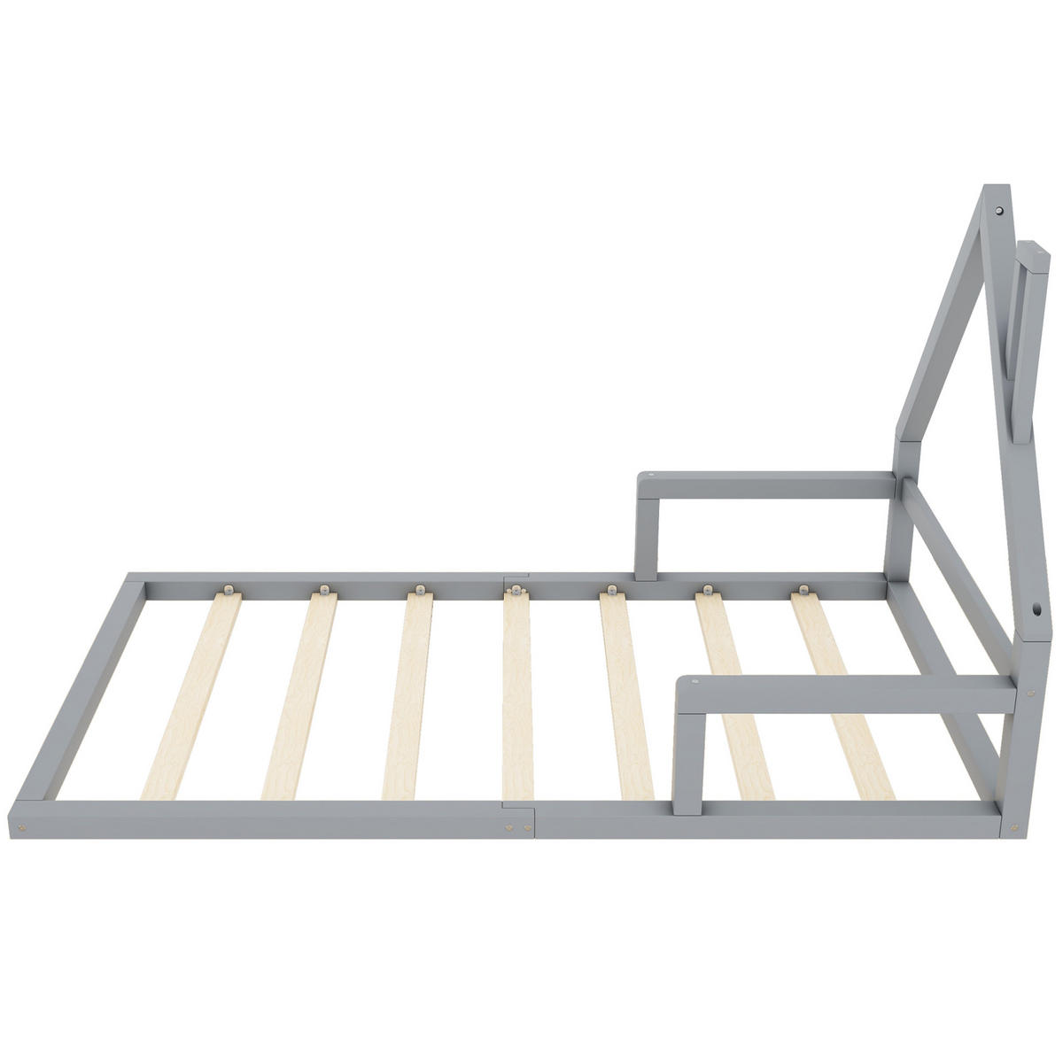 KINDERBETT 90/200 cm in Hausform aus Kiefernholz und MDF, Grau - Grau, Holz (90/200cm) - BEAOK