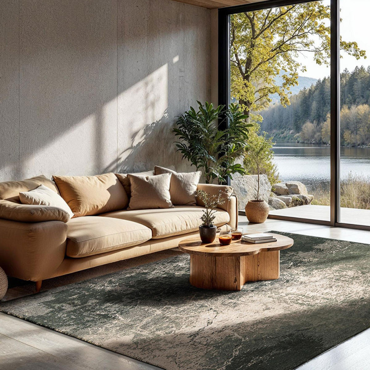 TEPPICH Dark Pine Mad Men Cracks 80/150 cm - Grün, Textil (80/150cm) - Louis De Poortere