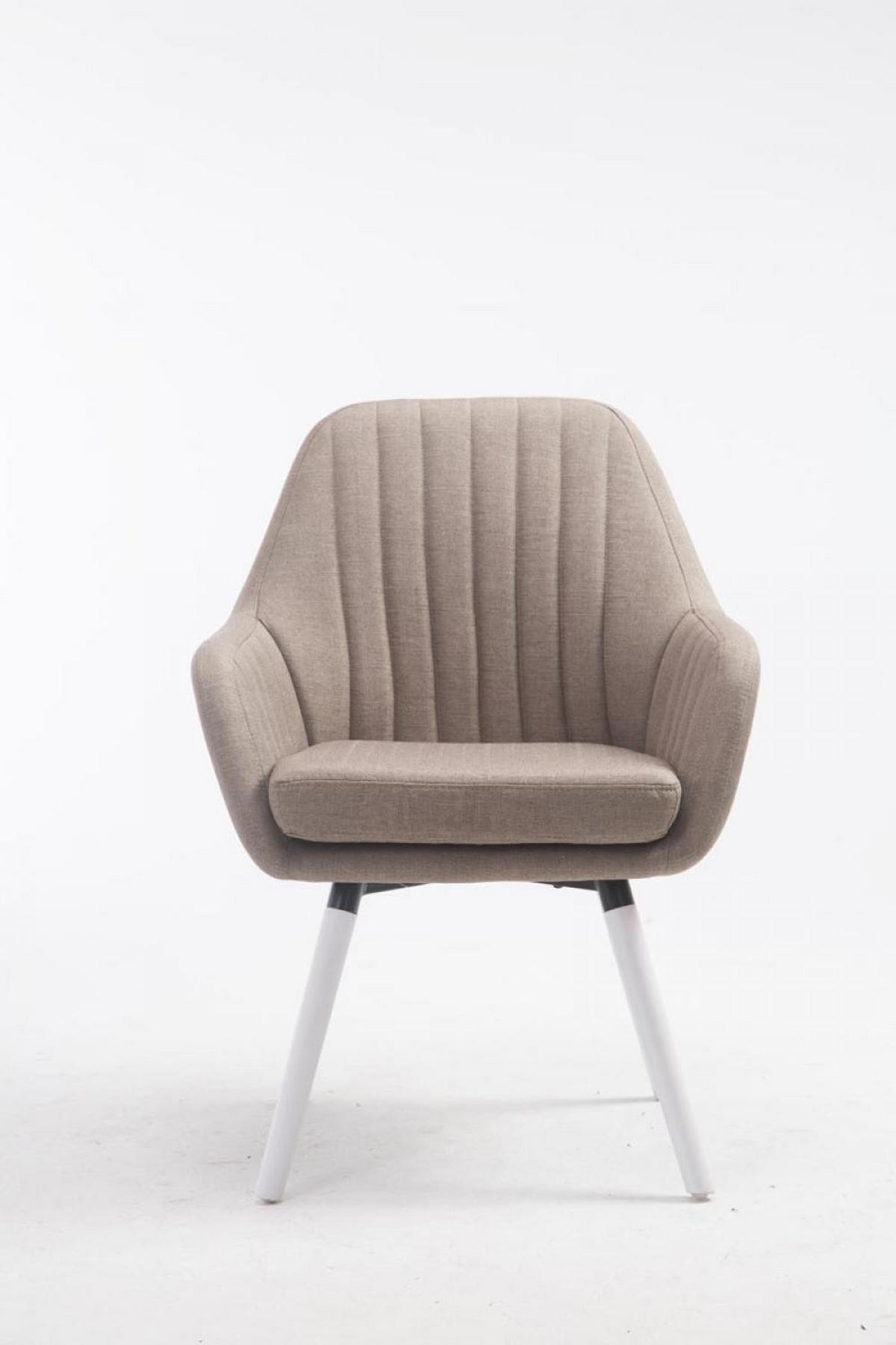 ARMLEHNENSTUHL Stoff taupe - Taupe/Weiß, Holz/Textil (67/93/58cm) - CLP