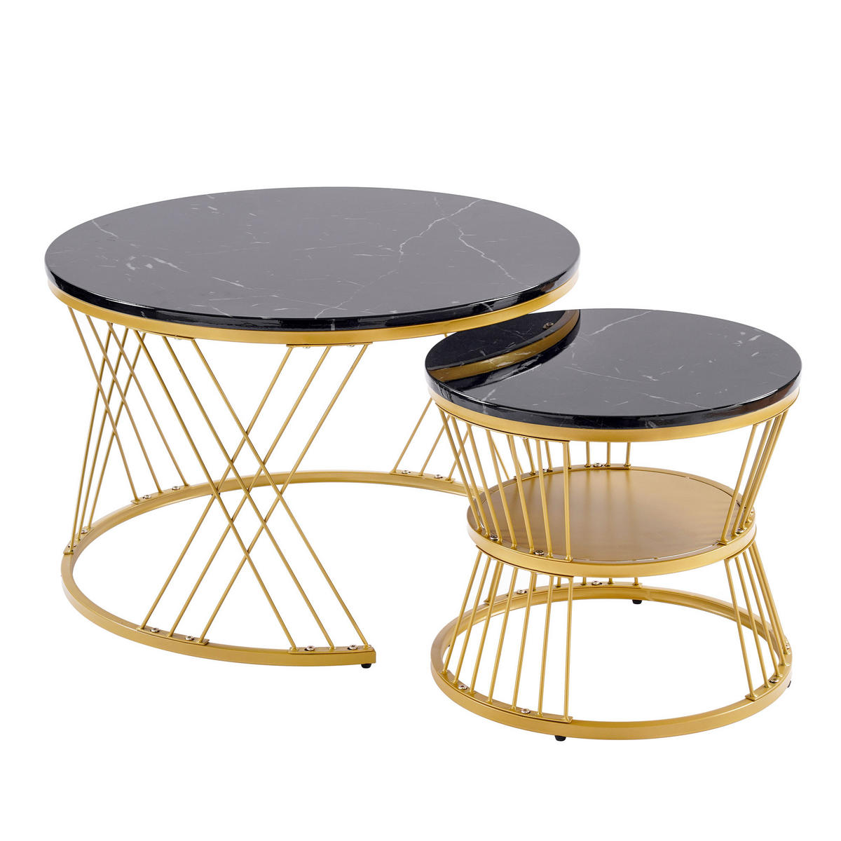 COUCHTISCHSET, Schwarz - Schwarz, Holzwerkstoff/Metall (70/70/45cm) - Urban Meuble