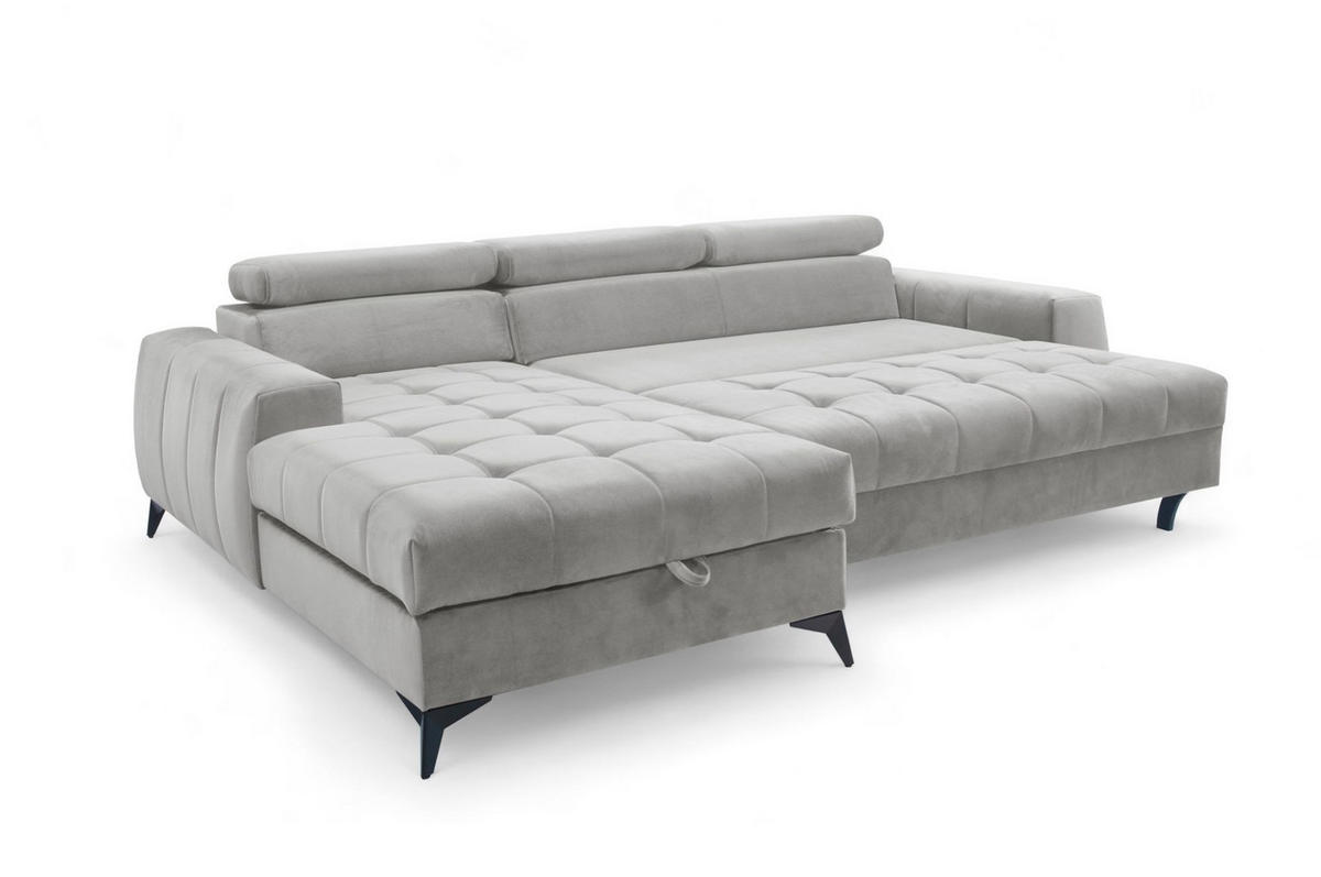 ECKSOFA Agnesa Xs In Salvador - Hellgrau, Holzwerkstoff/Textil (260/200cm) - Fun Möbel