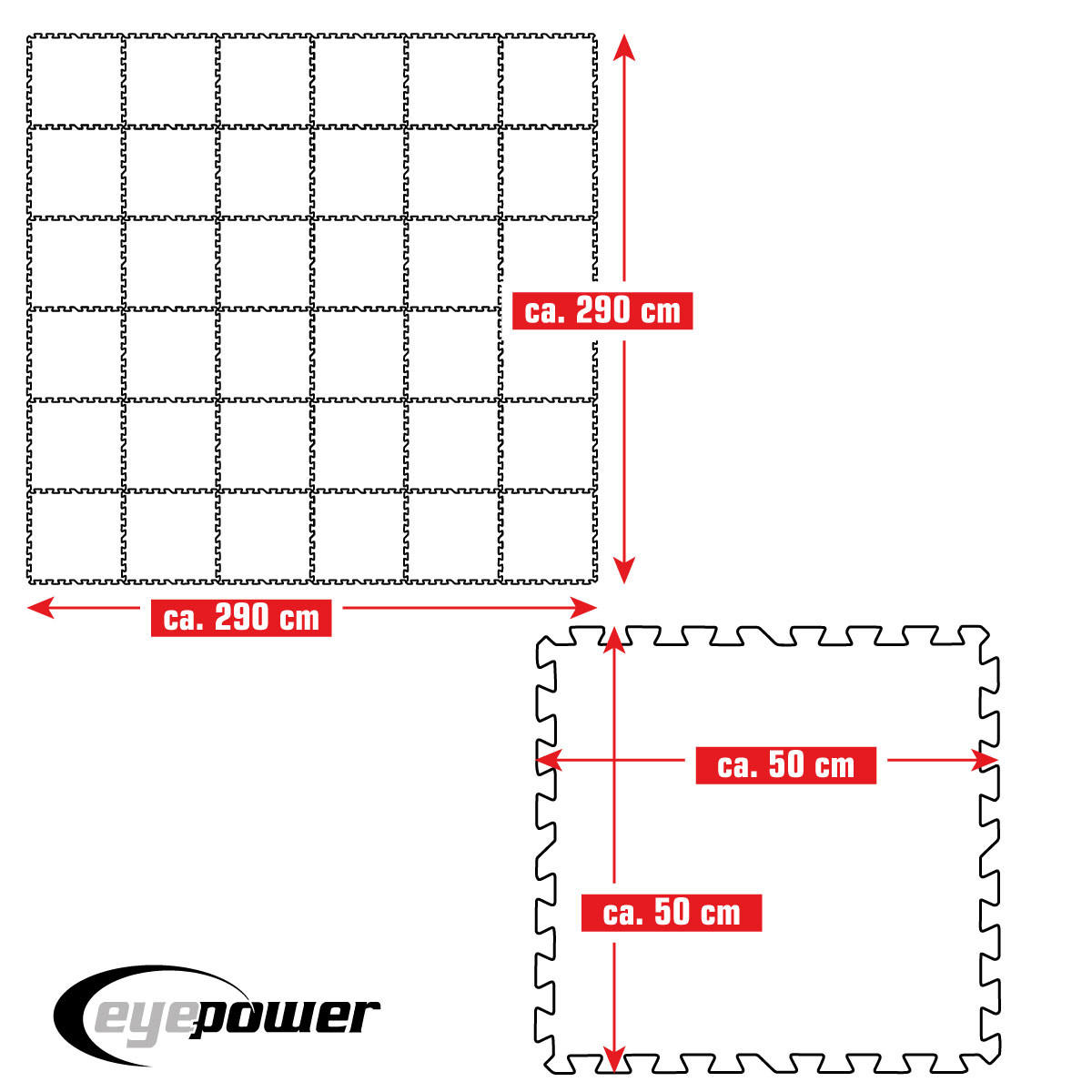 POOLMATTEN 8,4m² 36 EVA Matten 50 cm Blau - Blau, Kunststoff (50/50cm) - eyepower