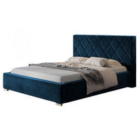 POLSTERBETT Málaga mit Kopfteil, 180x200 cm, Doppelbett mit Bettkasten und Lattenrost aus Holz, Velourstoff Dunkelblau - Dunkelblau, Holz/Textil (180/200cm) - Alpi-Möbel