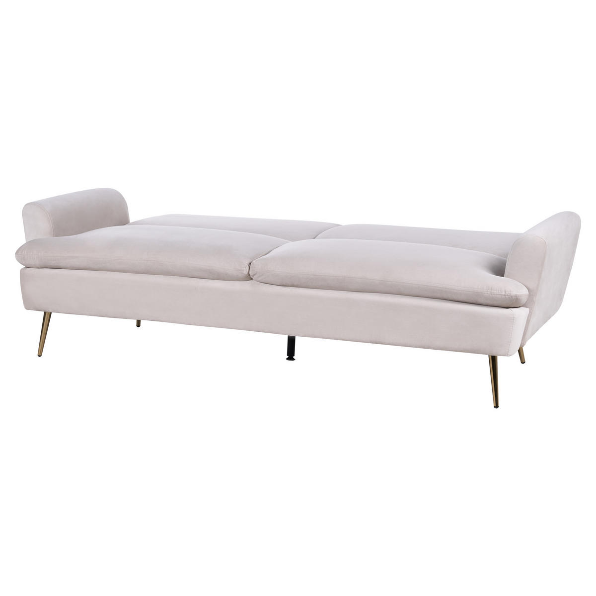 3-SITZER-SCHLAFSOFA Samtstoff Beige Vettre - Beige/Goldfarben, Textil (210/88/84cm) - Beliani