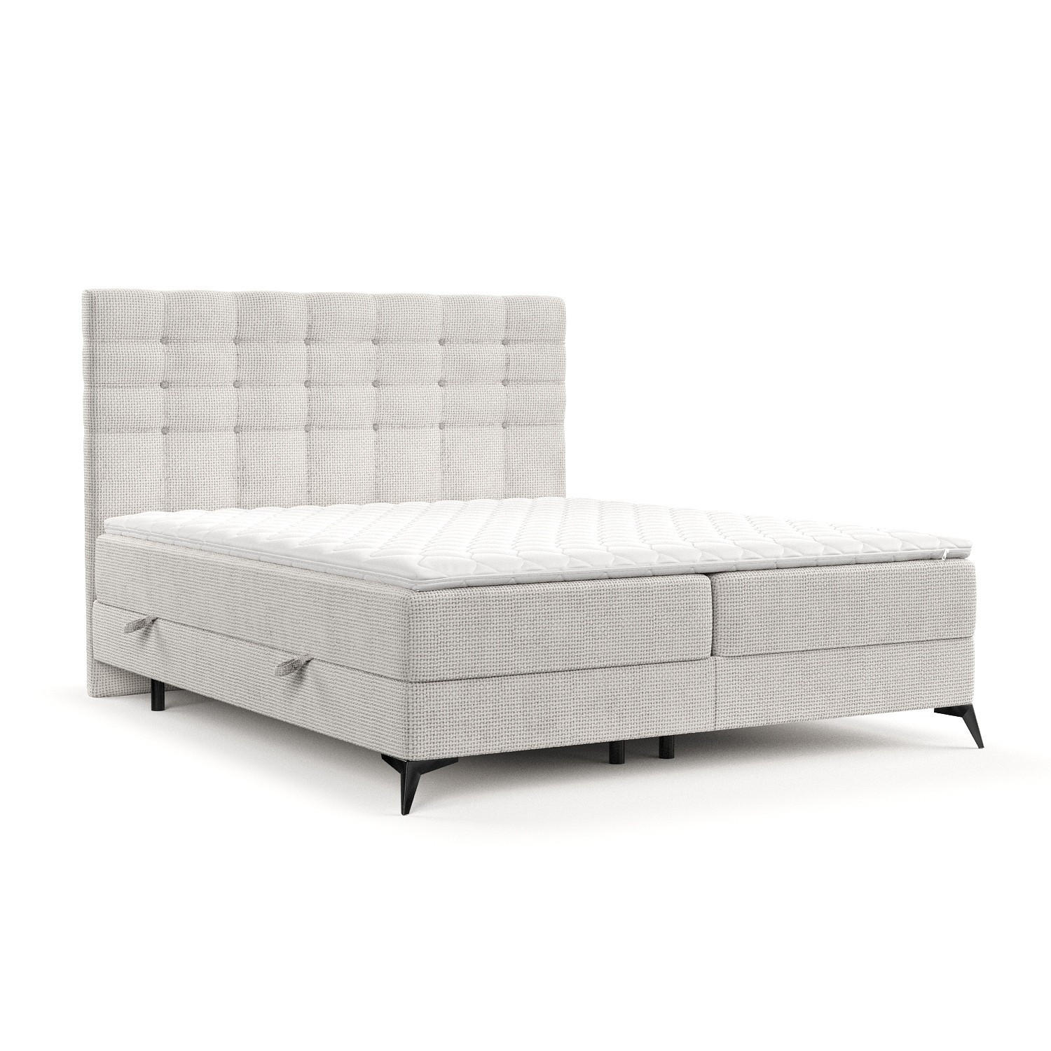 BOXBETT Niro 120/200 cm Creme im Bonita Stoff - Creme/Schwarz, Holz/Holzwerkstoff (120/200cm) - AltaBeds