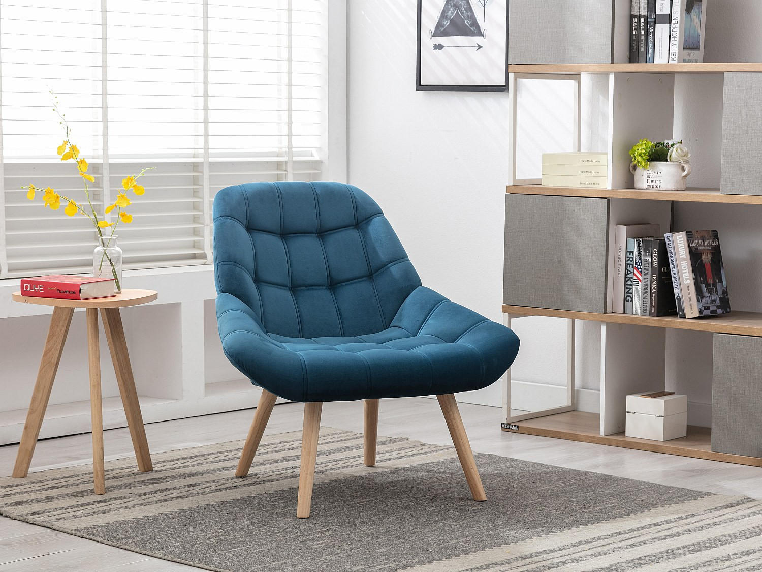 Thumbnail - Vente-Unique Sessel, Blau, Textil, Uni, 1-Sitzer, 87x83x79 cm, Wohnzimmer, Sessel, Polstersessel