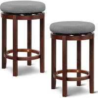 BARHOCKER Gepolstert Grau(2er-Set) - Grau, Holz (42/66/42cm) - COSTWAY