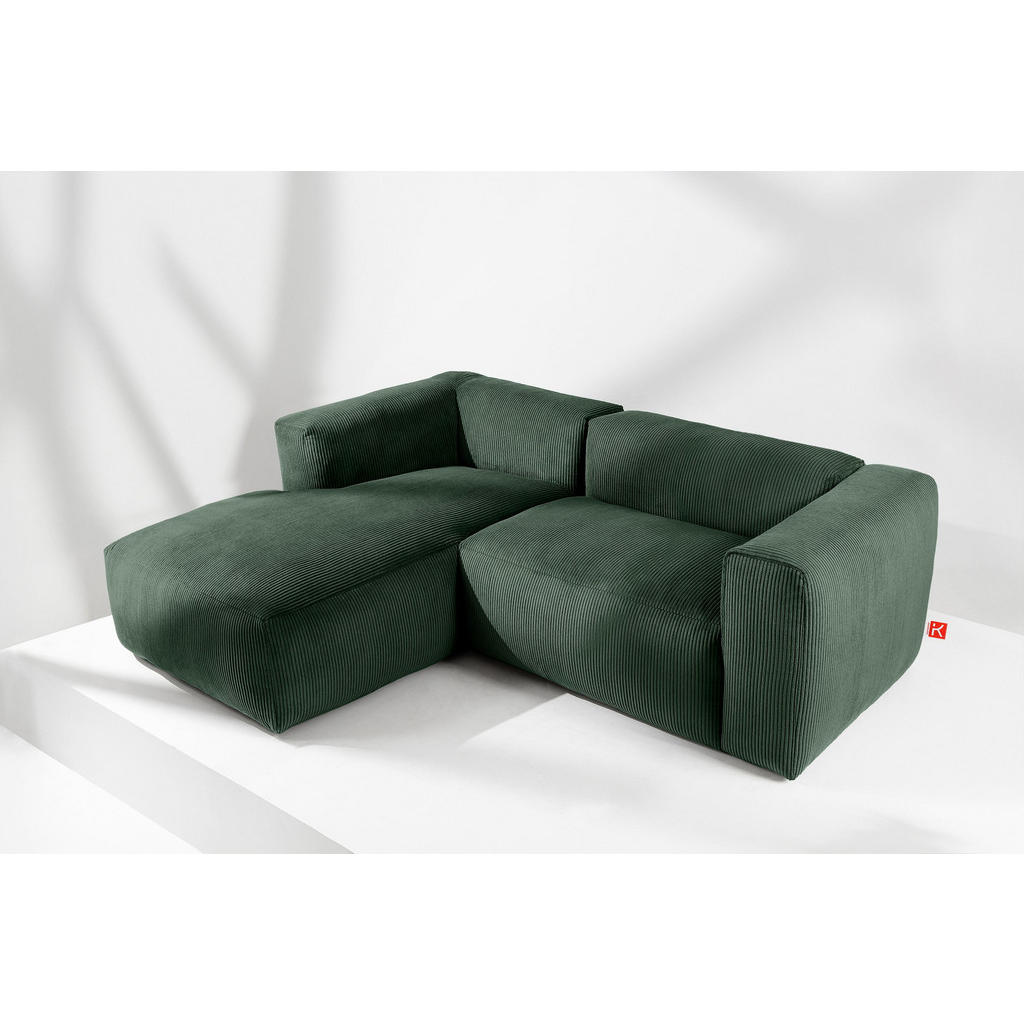 Thumbnail - Konsimo® Eckmodulsofa-Links, Dunkelgrün, Textil, L-Form,Freiform, 237x180 cm, Wohnzimmer, Sofas & Couches, Wohnlandschaf...