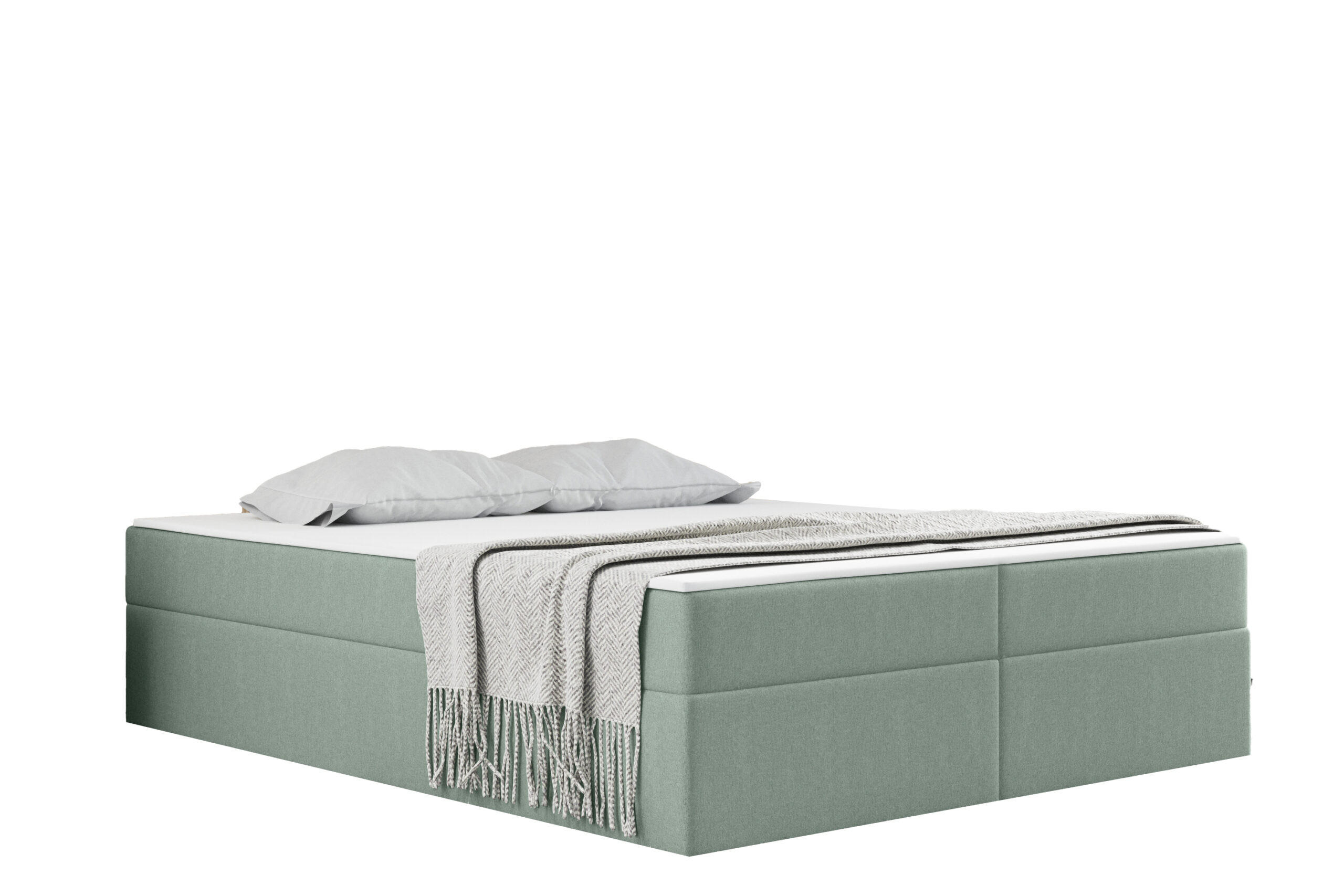 BOXBETT Mit Bettkasten Und Matratze Topper Ruben Mintz 180x200 cm H2-Pocket - Hellgrün, Holz/Textil (180/200cm) - Kaiser Möbel