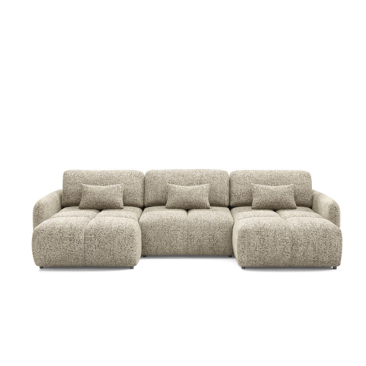 PANORAMASOFA Vittoria 5 Sitzplätze Beige meliert - Beige, Holz (240/95/165cm) - Petits-meubles