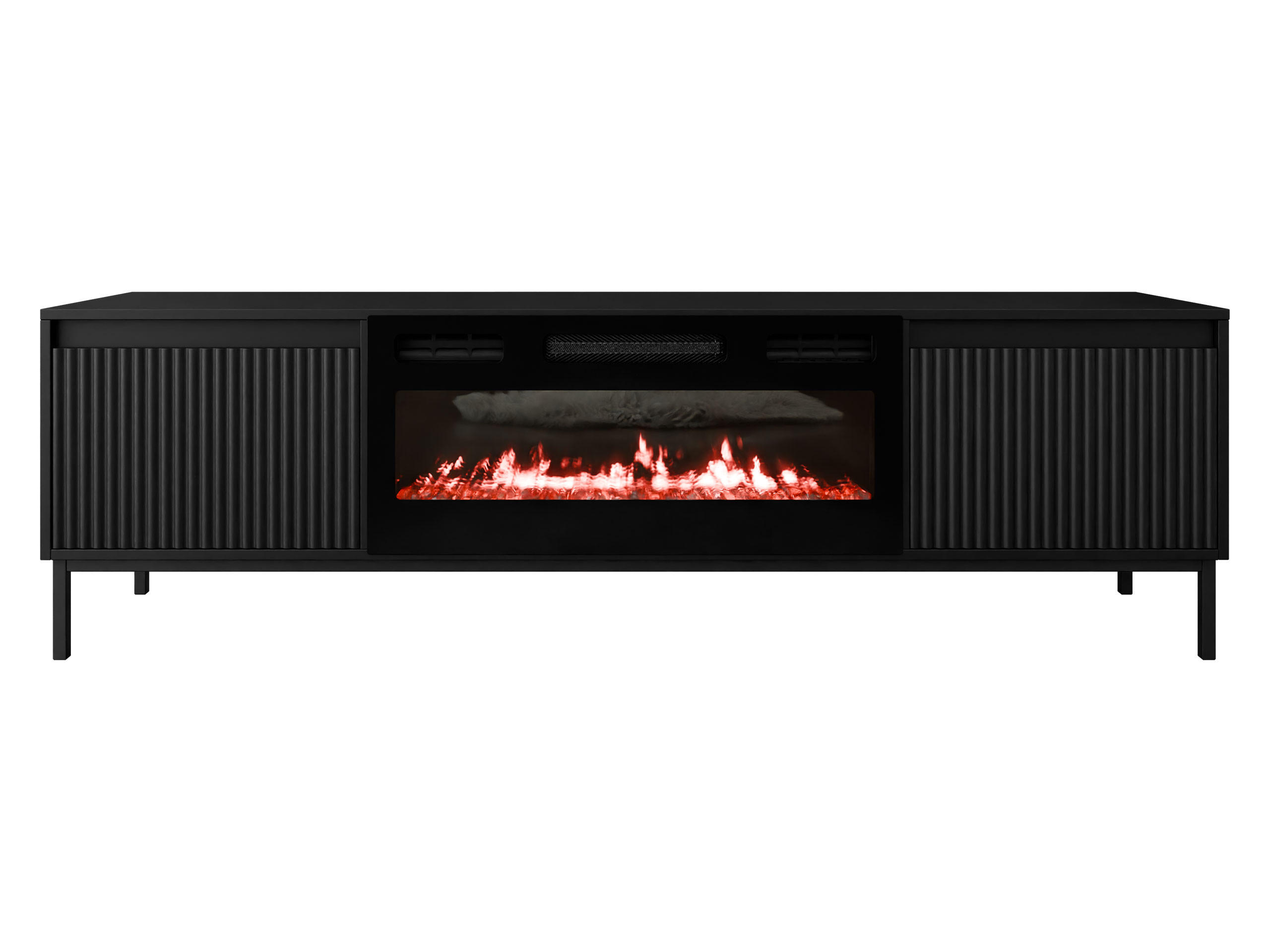 TV-LOWBOARD Ozmi 2K EF mit Kamin - Schwarz, Holzwerkstoff/Metall (174/52/40cm) - MIRJAN24