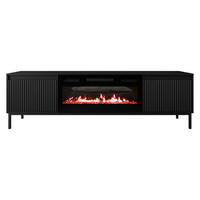 TV-LOWBOARD Ozmi 2K EF mit Kamin - Schwarz, Holzwerkstoff/Metall (174/52/40cm) - MIRJAN24