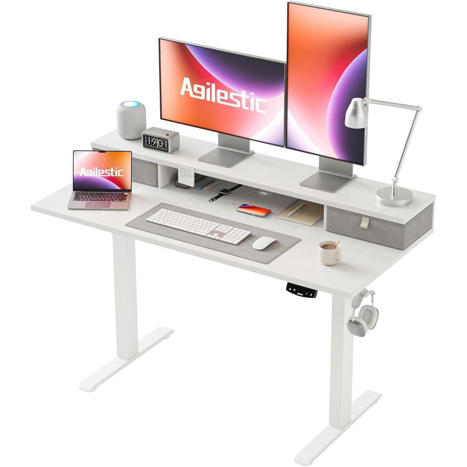 SCHREIBTISCH Höhenverstellbar Elektrisch 120 x 60 cm Weiß - Weiß, Holzwerkstoff (120/60/75cm)