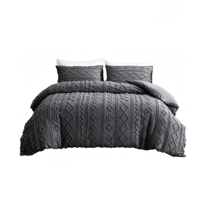 BETTBEZUG (200 x 230 cm) + zwei Kissenbezüge (51 x 76 cm) – Grau - Grau, Textil (230/200cm)